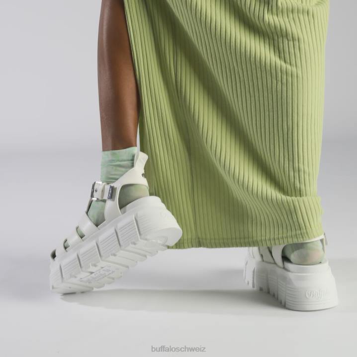 Buffalo Ava Fisher Plateausandalen vegan 846Z573 Weiss|Sandalen