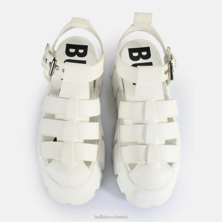 Buffalo Ava Fisher Plateausandalen vegan 846Z573 Weiss|Sandalen