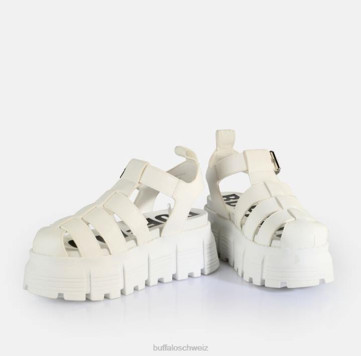 Buffalo Ava Fisher Plateausandalen vegan 846Z573 Weiss|Sandalen