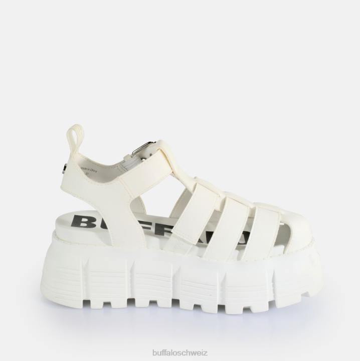 Buffalo Ava Fisher Plateausandalen vegan 846Z573 Weiss|Sandalen