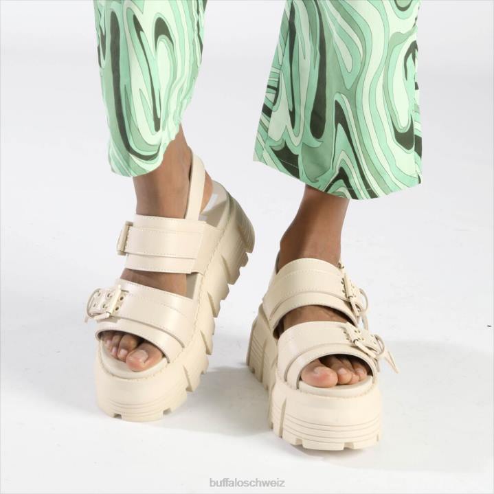 Buffalo Ava Plateausandalen vegan 846Z519 Creme|Sandalen