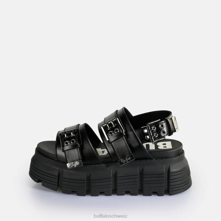 Buffalo Ava Plateausandalen vegan 846Z520 Schwarz|Sandalen