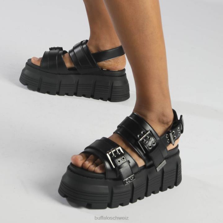 Buffalo Ava Plateausandalen vegan 846Z520 Schwarz|Sandalen