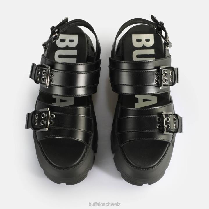 Buffalo Ava Plateausandalen vegan 846Z520 Schwarz|Sandalen