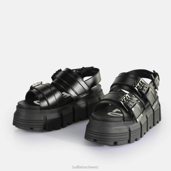 Buffalo Ava Plateausandalen vegan 846Z520 Schwarz|Sandalen
