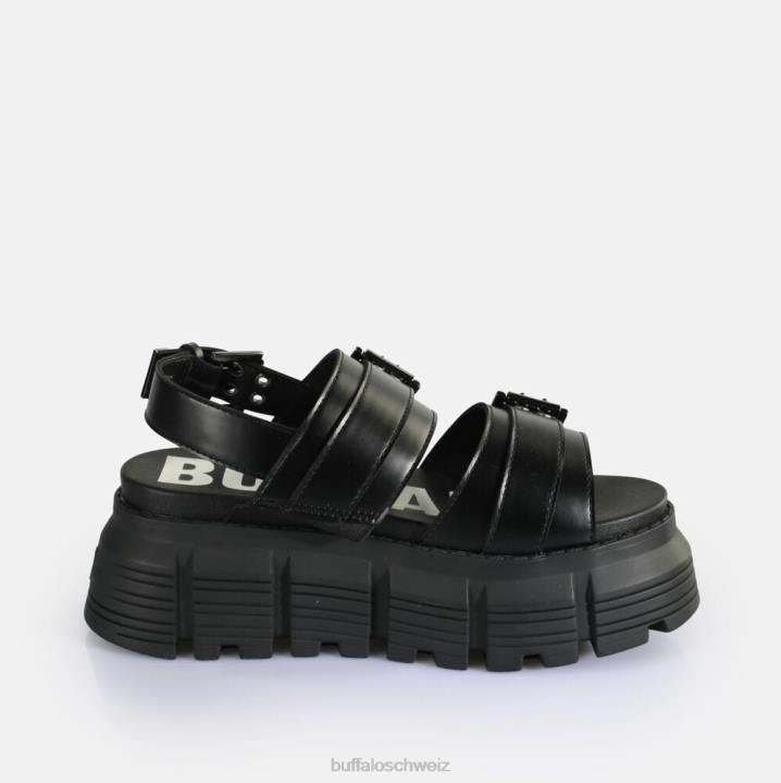 Buffalo Ava Plateausandalen vegan 846Z520 Schwarz|Sandalen
