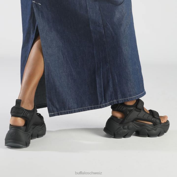 Buffalo Binary Track Plateausandale vegan 846Z80 Schwarz|Sandalen