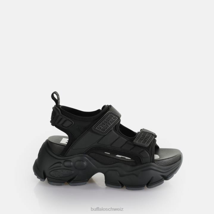 Buffalo Binary Track Plateausandale vegan 846Z80 Schwarz|Sandalen