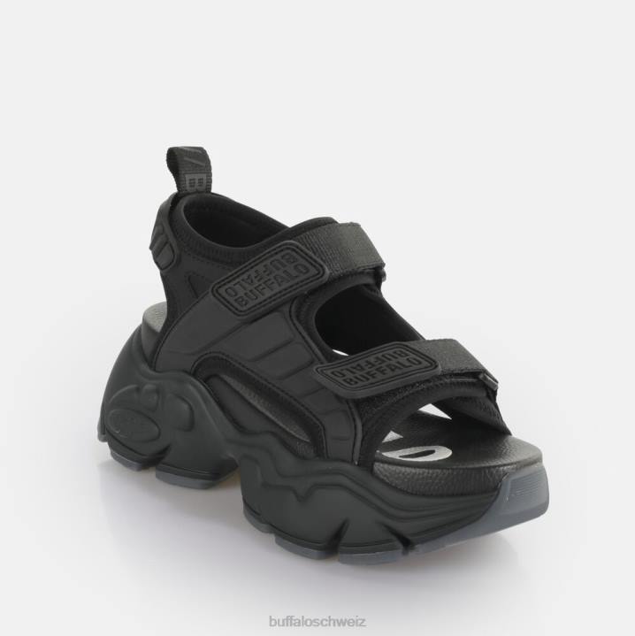 Buffalo Binary Track Plateausandale vegan 846Z80 Schwarz|Sandalen