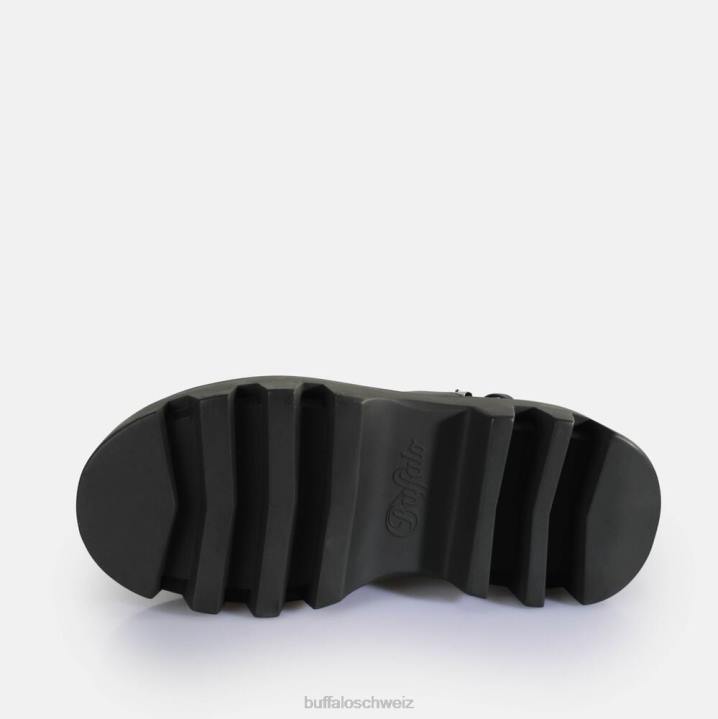 Buffalo Flora Cross-Plateau-Sandalen vegan 846Z164 Schwarz|Sandalen