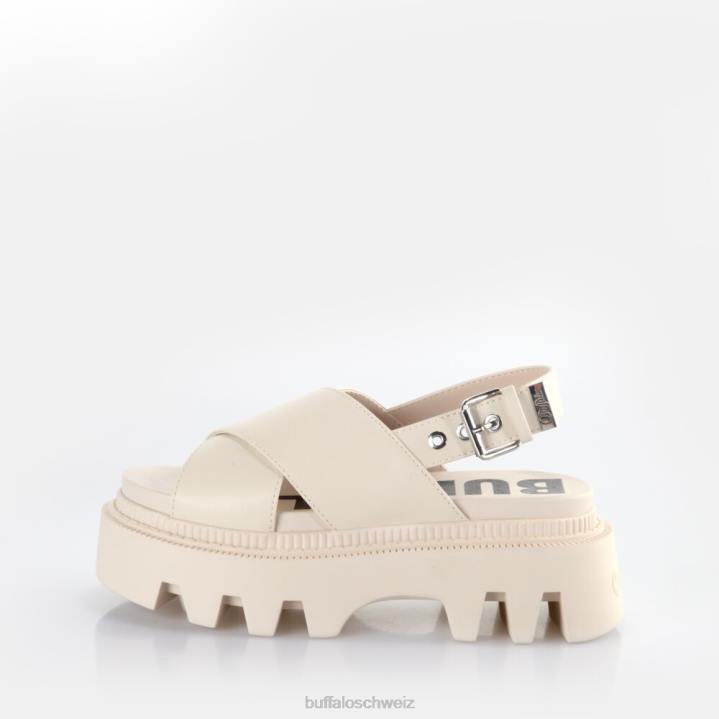 Buffalo Flora Cross-Plateau-Sandalen vegan 846Z165 Creme|Sandalen