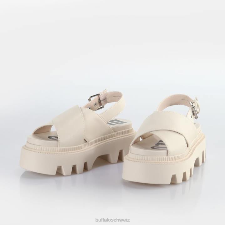 Buffalo Flora Cross-Plateau-Sandalen vegan 846Z165 Creme|Sandalen