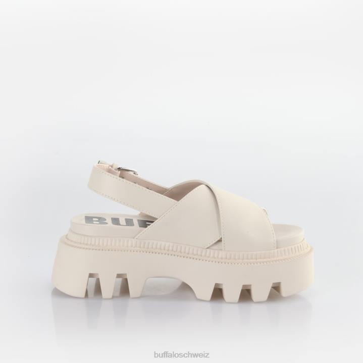 Buffalo Flora Cross-Plateau-Sandalen vegan 846Z165 Creme|Sandalen