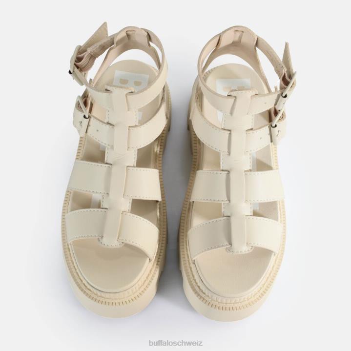 Buffalo Flora Fisher Plateausandalen vegan 846Z641 Creme|Sandalen