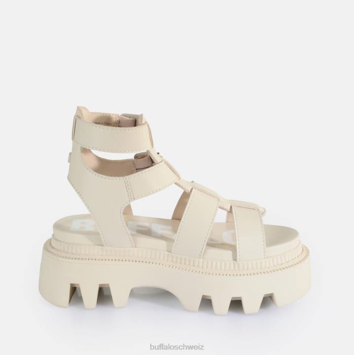 Buffalo Flora Fisher Plateausandalen vegan 846Z641 Creme|Sandalen