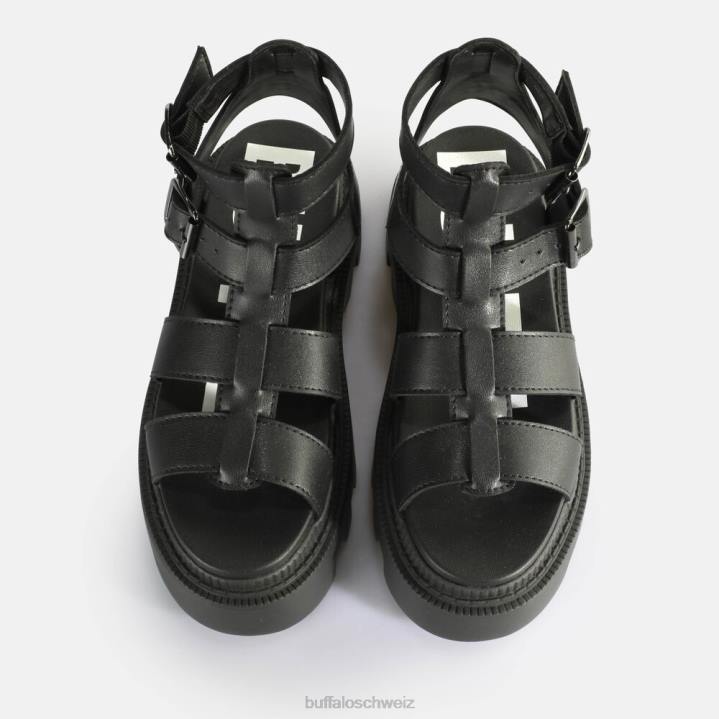 Buffalo Flora auf Fisher-Plateausandalen vegan 846Z642 Schwarz|Sandalen