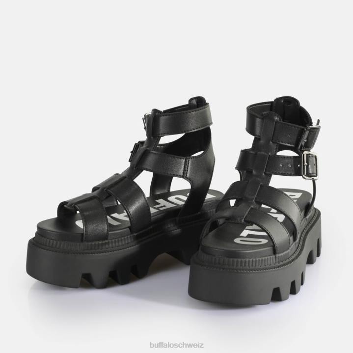 Buffalo Flora auf Fisher-Plateausandalen vegan 846Z642 Schwarz|Sandalen