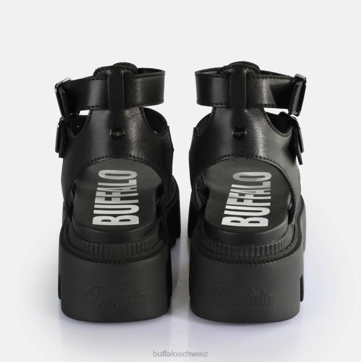 Buffalo Flora auf Fisher-Plateausandalen vegan 846Z642 Schwarz|Sandalen