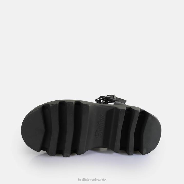 Buffalo Flora auf Fisher-Plateausandalen vegan 846Z642 Schwarz|Sandalen