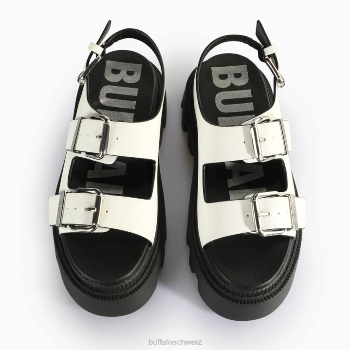 Buffalo Flora auf Plateausandalen vegan 846Z107 Weiss|Sandalen