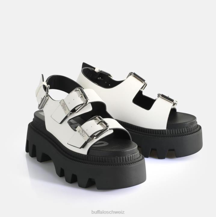 Buffalo Flora auf Plateausandalen vegan 846Z107 Weiss|Sandalen