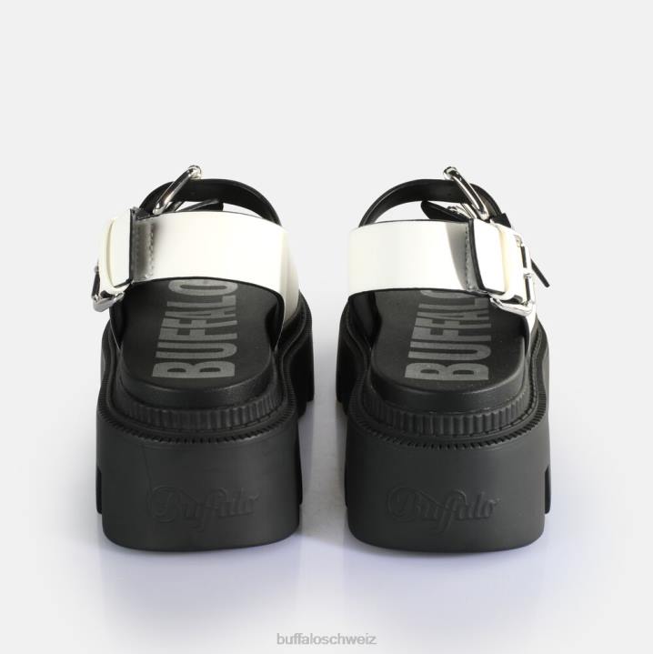 Buffalo Flora auf Plateausandalen vegan 846Z107 Weiss|Sandalen