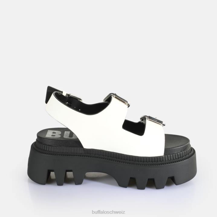 Buffalo Flora auf Plateausandalen vegan 846Z107 Weiss|Sandalen