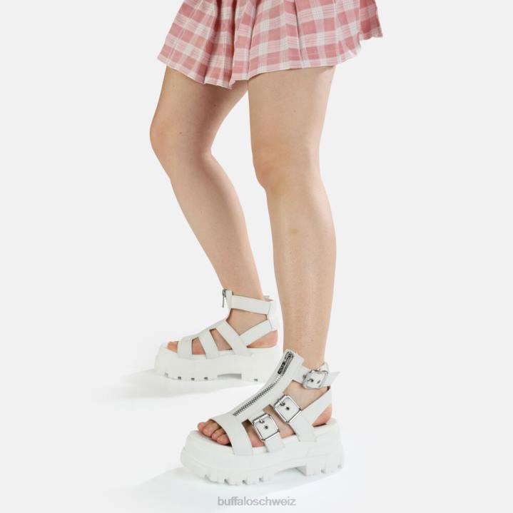 Buffalo GLD-Plateausandalen mit Reißverschluss, vegan 846Z405 Weiss|Sandalen