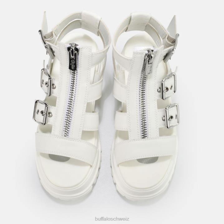 Buffalo GLD-Plateausandalen mit Reißverschluss, vegan 846Z405 Weiss|Sandalen