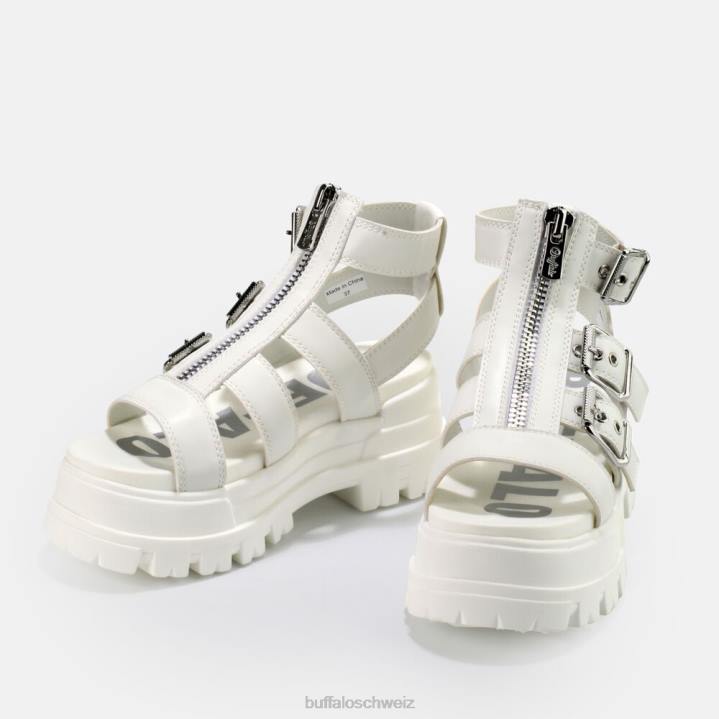 Buffalo GLD-Plateausandalen mit Reißverschluss, vegan 846Z405 Weiss|Sandalen