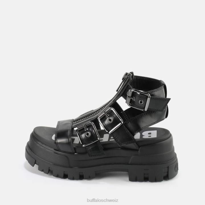 Buffalo GLD-Plateausandalen mit Reißverschluss, vegan 846Z406 Schwarz|Sandalen