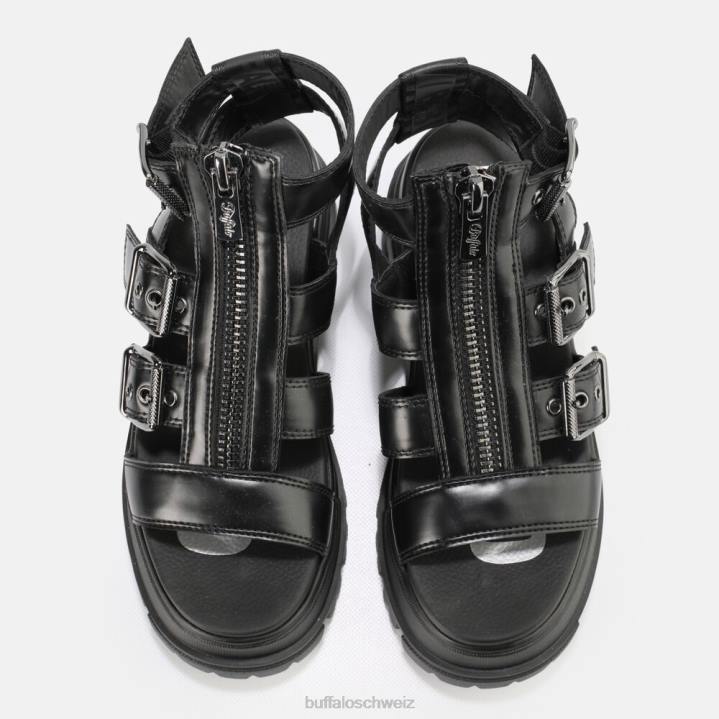 Buffalo GLD-Plateausandalen mit Reißverschluss, vegan 846Z406 Schwarz|Sandalen