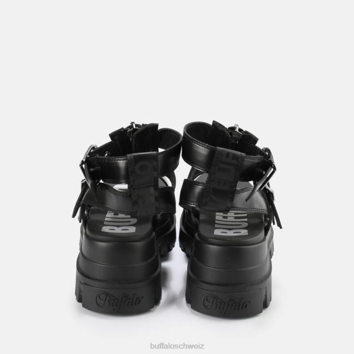 Buffalo GLD-Plateausandalen mit Reißverschluss, vegan 846Z406 Schwarz|Sandalen