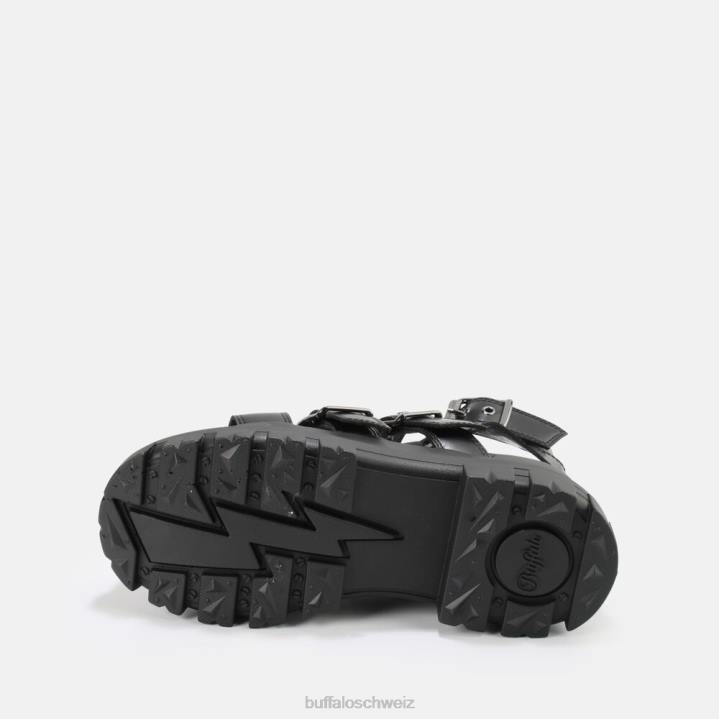 Buffalo GLD-Plateausandalen mit Reißverschluss, vegan 846Z406 Schwarz|Sandalen