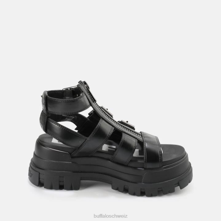 Buffalo GLD-Plateausandalen mit Reißverschluss, vegan 846Z406 Schwarz|Sandalen