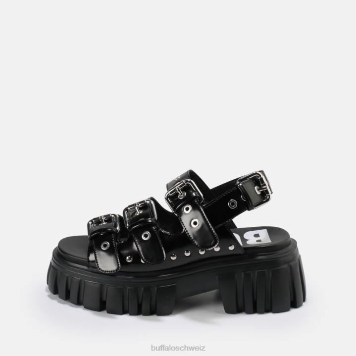Buffalo Löwe harte Plateausandale vegan 846Z721 Schwarz|Sandalen