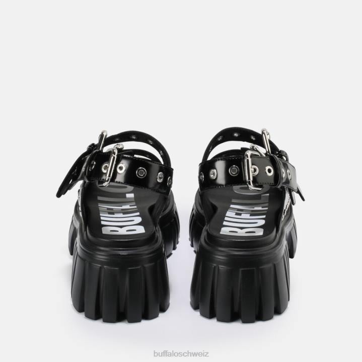 Buffalo Löwe harte Plateausandale vegan 846Z721 Schwarz|Sandalen