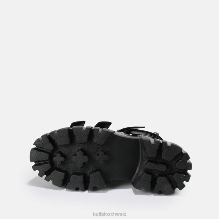 Buffalo Löwe harte Plateausandale vegan 846Z721 Schwarz|Sandalen