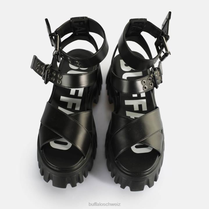 Buffalo Löwen-Choker-Plateausandalen vegan 846Z181 Schwarz|Sandalen