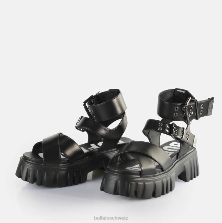 Buffalo Löwen-Choker-Plateausandalen vegan 846Z181 Schwarz|Sandalen