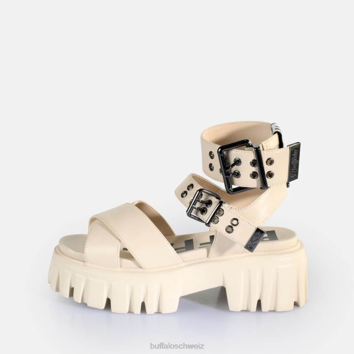 Buffalo Löwen-Choker-Plateausandalen vegan 846Z182 Creme|Sandalen