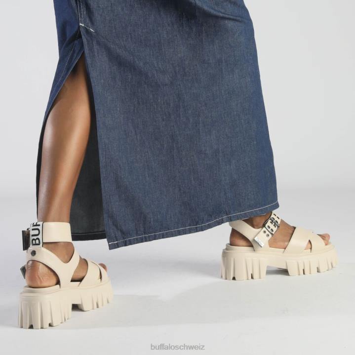Buffalo Löwen-Choker-Plateausandalen vegan 846Z182 Creme|Sandalen