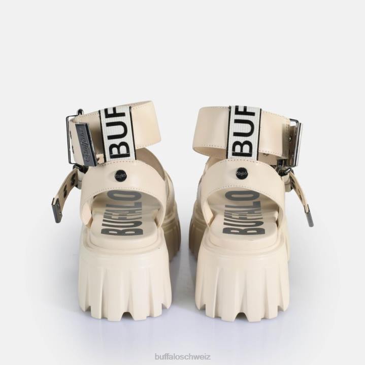 Buffalo Löwen-Choker-Plateausandalen vegan 846Z182 Creme|Sandalen