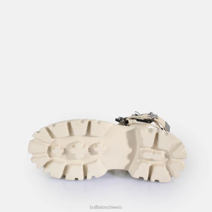 Buffalo Löwen-Choker-Plateausandalen vegan 846Z182 Creme|Sandalen
