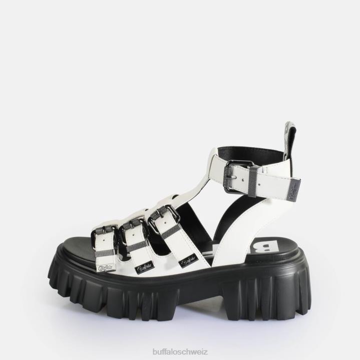 Buffalo Löwenzähne Plateausandalen vegan 846Z158 Weiss|Sandalen