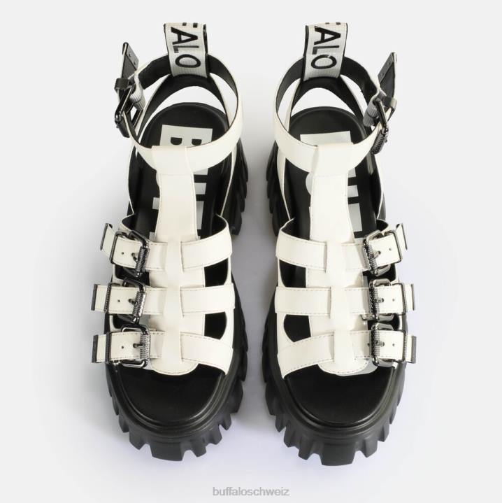 Buffalo Löwenzähne Plateausandalen vegan 846Z158 Weiss|Sandalen