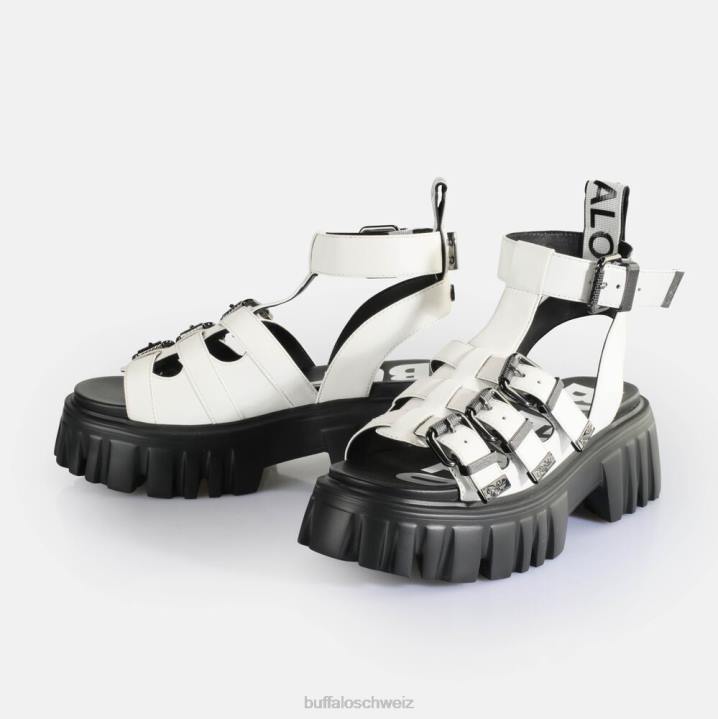 Buffalo Löwenzähne Plateausandalen vegan 846Z158 Weiss|Sandalen