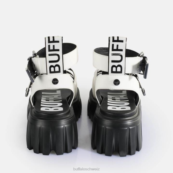 Buffalo Löwenzähne Plateausandalen vegan 846Z158 Weiss|Sandalen