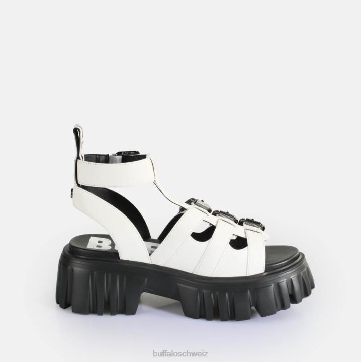 Buffalo Löwenzähne Plateausandalen vegan 846Z158 Weiss|Sandalen