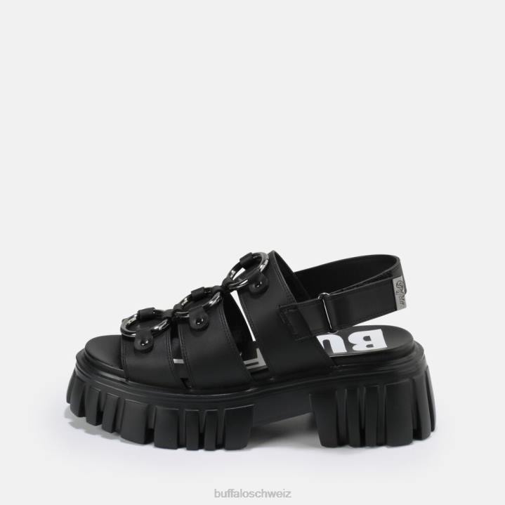 Buffalo Lion Pierce Plateausandale vegan 846Z870 Schwarz|Sandalen